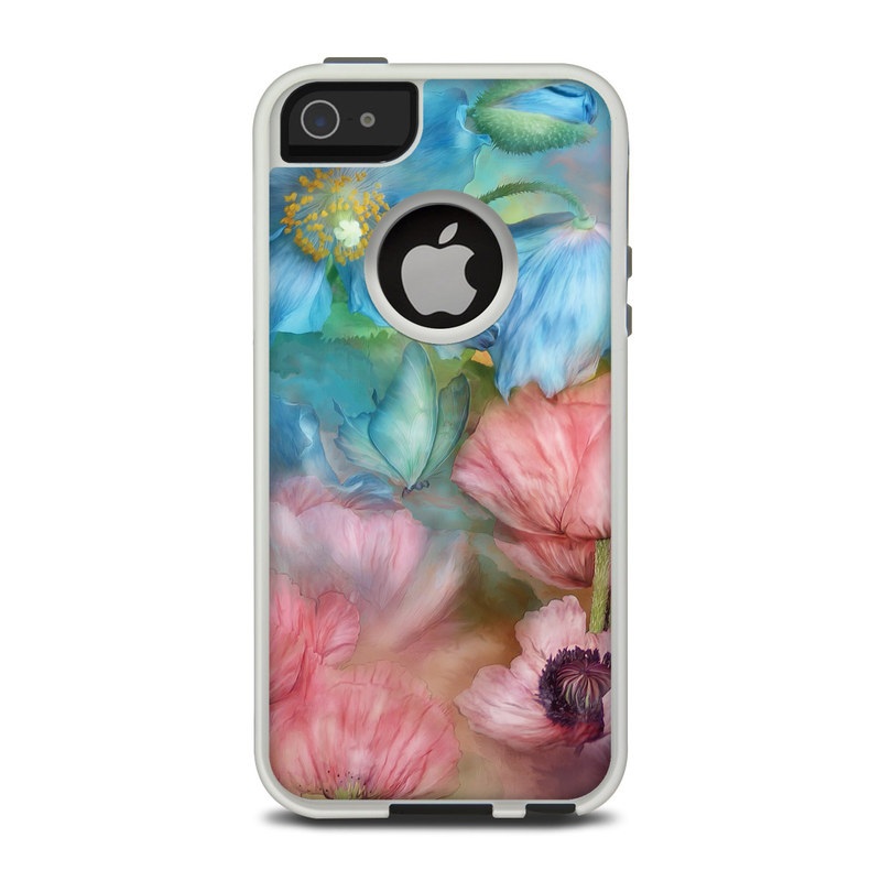 OtterBox Commuter iPhone 5 Case Skin design of Flower, Petal, Watercolor paint, Painting, Plant, Flowering plant, Pink, Botany, Wildflower, Still life, with gray, blue, black, red, green colors