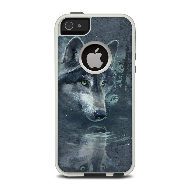 OtterBox Commuter iPhone 5 Case Skin design of Wolf, Canidae, Wildlife, Red wolf, Canis, canis lupus tundrarum, Snout, Saarloos wolfdog, Wolfdog, Carnivore, with black, gray, blue colors