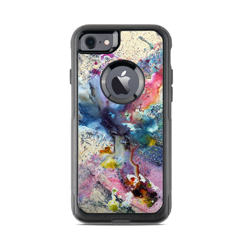 OtterBox Commuter iPhone 8 Case Skin design of Watercolor paint, Painting, Acrylic paint, Art, Modern art, Paint, Visual arts, Space, Colorfulness, Illustration with gray, black, blue, red, pink colors