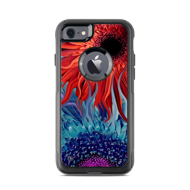 OtterBox Commuter iPhone 8 Case Skin design of Psychedelic art, Pattern, Organism, Colorfulness, Art, Flower, Petal, Design, Fractal art, Electric blue, with red, black, blue, purple, gray colors