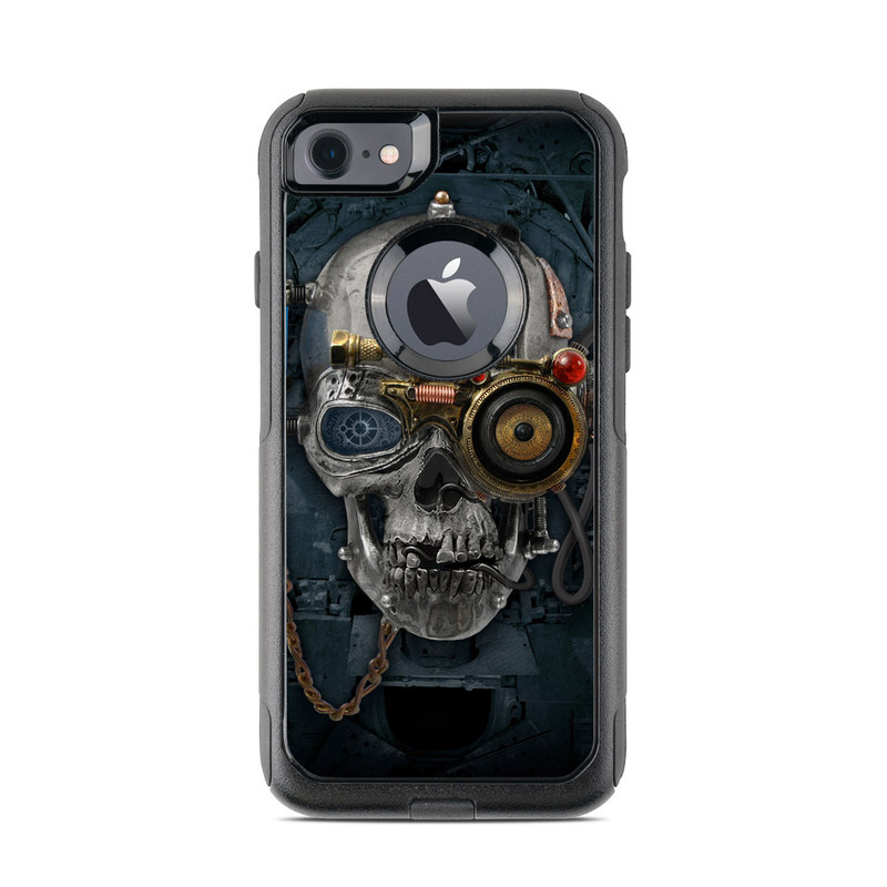 OtterBox Commuter iPhone 8 Case Skin design of Engine, Auto part, Still life photography, Personal protective equipment, Illustration, Automotive engine part, Art with black, gray, red, green colors