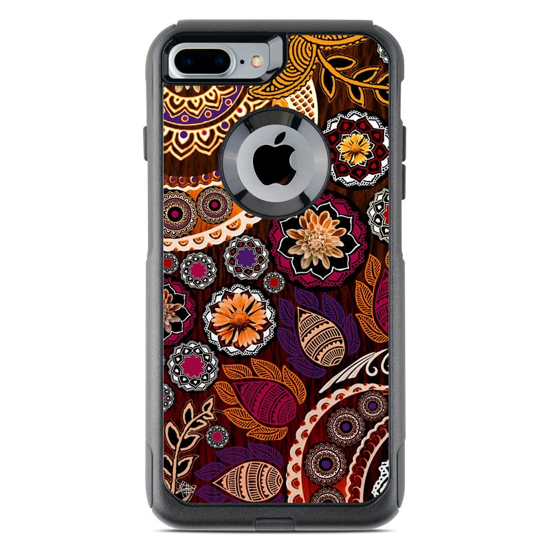 OtterBox Commuter iPhone 8 Plus Case Skin design of Pattern, Motif, Visual arts, Design, Art, Floral design, Textile, Paisley, Tapestry, Circle, with brown, purple, red, white, black colors