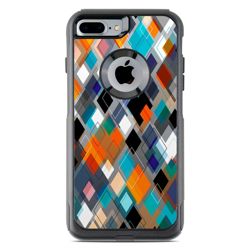 OtterBox Commuter iPhone 8 Plus Case Skin design of Pattern, Line, Design, Colorfulness, Plaid, Tints and shades, Textile, Symmetry, Square, with black, blue, red, orange, white colors