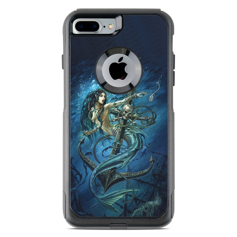 OtterBox Commuter iPhone 8 Plus Case Skin design of Mermaid, Cg artwork, Illustration, Fictional character, Art, Mythology, Mythical creature, Graphic design, with blue, green, white, black colors