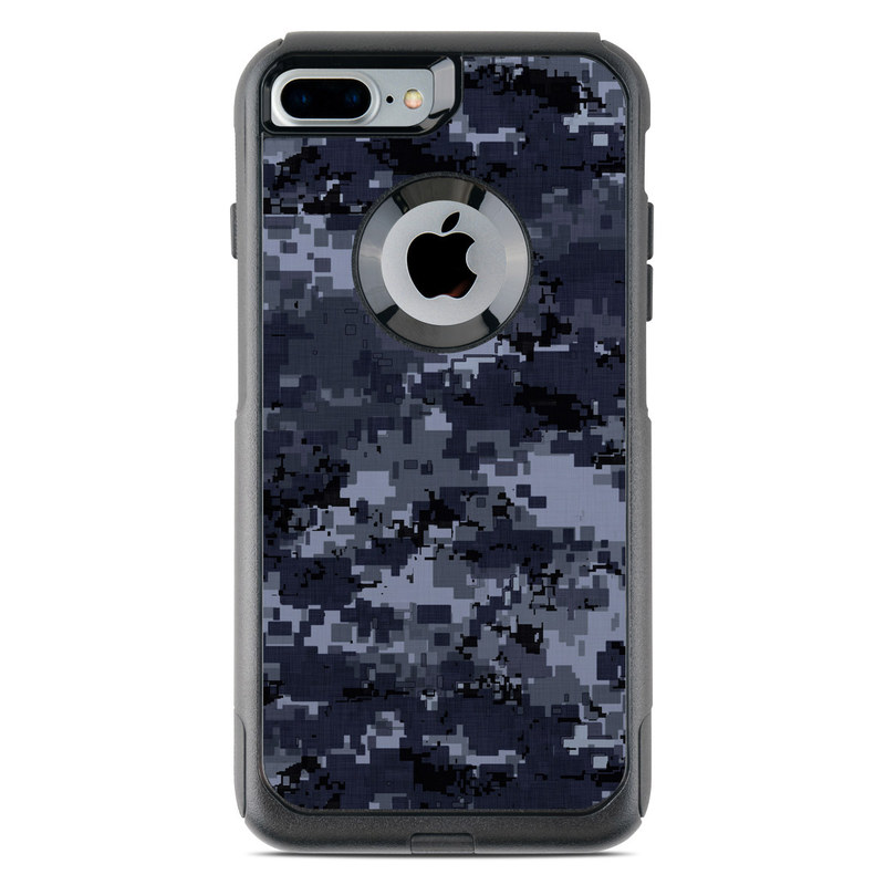 OtterBox Commuter iPhone 8 Plus Case Skin design of Military camouflage, Black, Pattern, Blue, Camouflage, Design, Uniform, Textile, Black-and-white, Space, with black, gray, blue colors