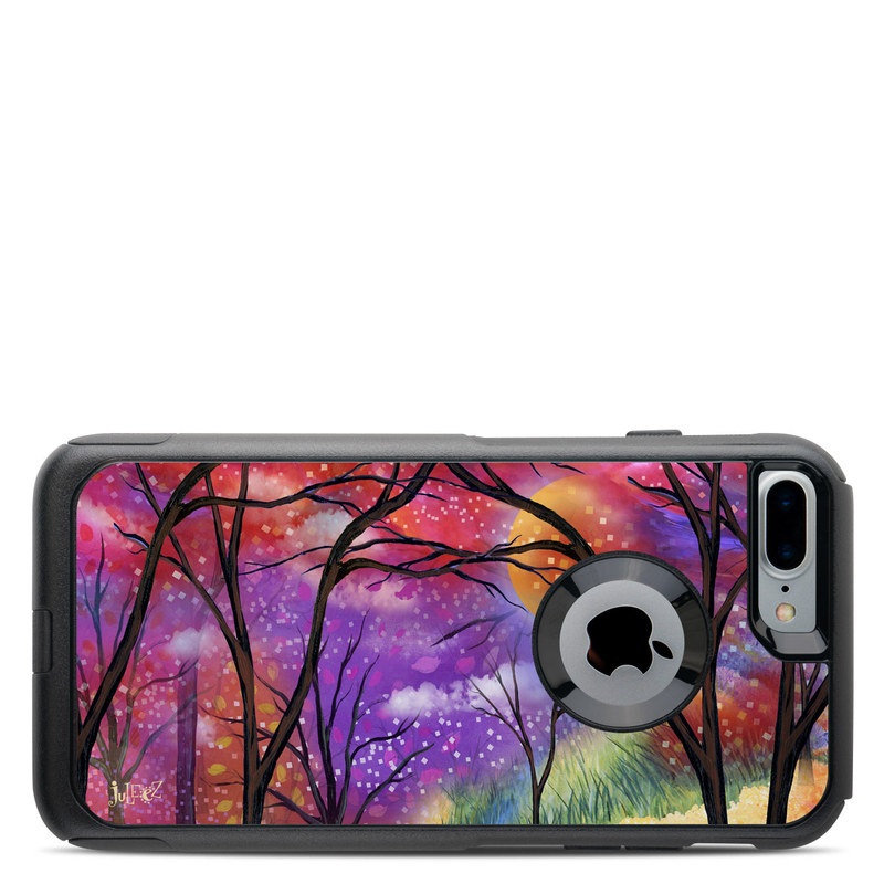 OtterBox Commuter iPhone 8 Plus Case Skin design of Nature, Tree, Natural landscape, Painting, Watercolor paint, Branch, Acrylic paint, Purple, Modern art, Leaf, with red, purple, black, gray, green, blue colors