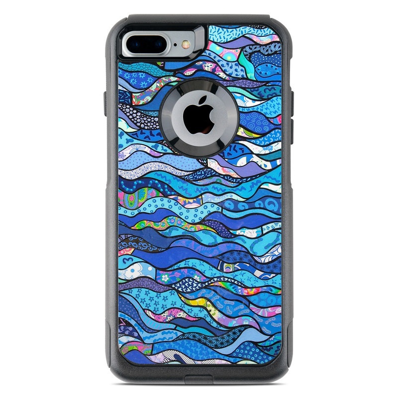 OtterBox Commuter iPhone 8 Plus Case Skin design of Blue, Pattern, Aqua, Water, Line, Design, Textile, Psychedelic art, Electric blue, with blue, black, gray, purple colors