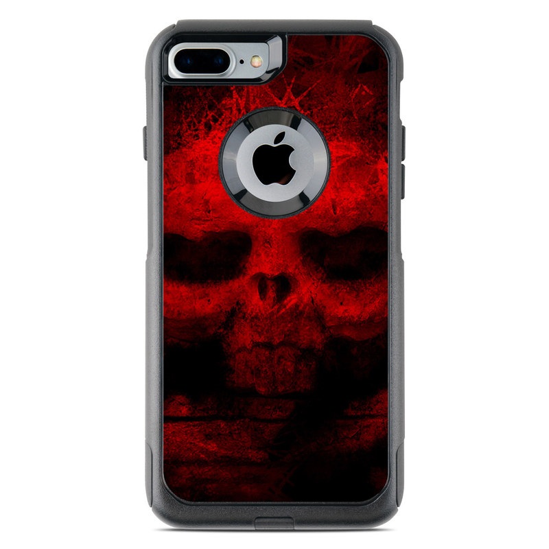 OtterBox Commuter iPhone 8 Plus Case Skin design of Red, Skull, Bone, Darkness, Mouth, Graphics, Pattern, Fiction, Art, Fractal art, with black, red colors