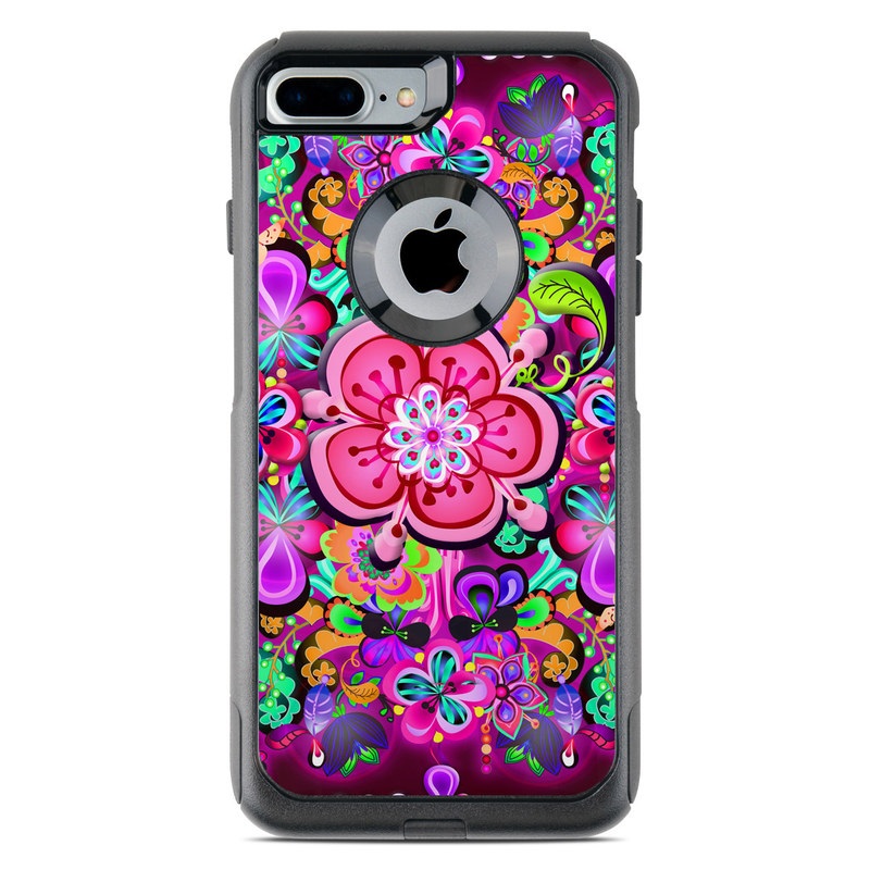 OtterBox Commuter iPhone 8 Plus Case Skin design of Pattern, Pink, Design, Textile, Magenta, Art, Visual arts, Paisley with purple, black, red, gray, blue colors