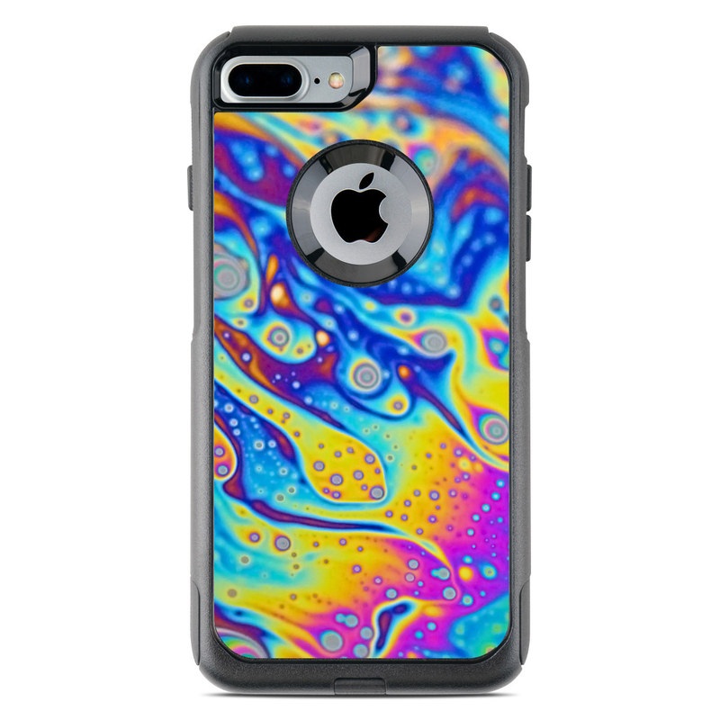 OtterBox Commuter iPhone 8 Plus Case Skin design of Psychedelic art, Blue, Pattern, Art, Visual arts, Water, Organism, Colorfulness, Design, Textile, with gray, blue, orange, purple, green colors