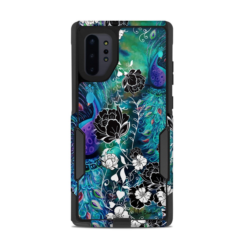 OtterBox Commuter Galaxy Note 10 Plus Case Skin design of Pattern, Psychedelic art, Organism, Turquoise, Purple, Graphic design, Art, Design, Illustration, Fractal art with black, blue, gray, green, white colors