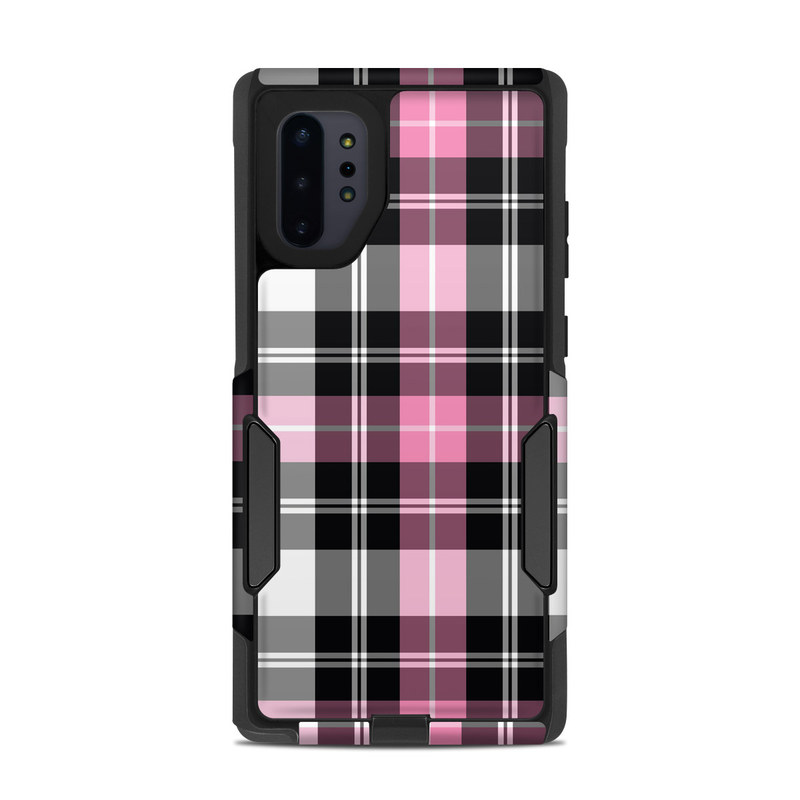 OtterBox Commuter Galaxy Note 10 Plus Case Skin design of Plaid, Tartan, Pattern, Pink, Purple, Violet, Line, Textile, Magenta, Design with black, gray, pink, red, white, purple colors