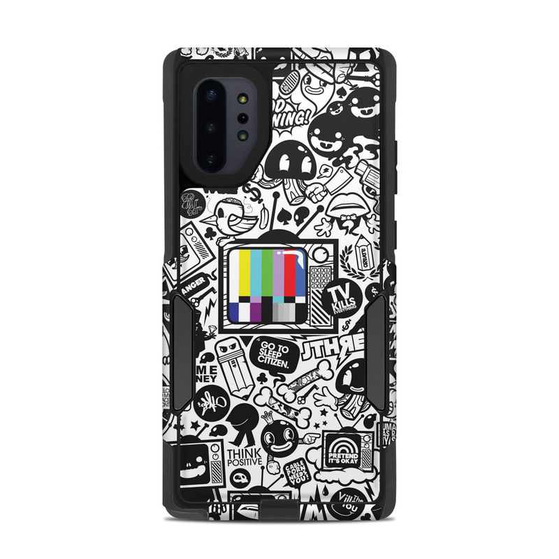 OtterBox Commuter Galaxy Note 10 Plus Case Skin design of Pattern, Drawing, Doodle, Design, Visual arts, Font, Black-and-white, Monochrome, Illustration, Art, with gray, black, white colors