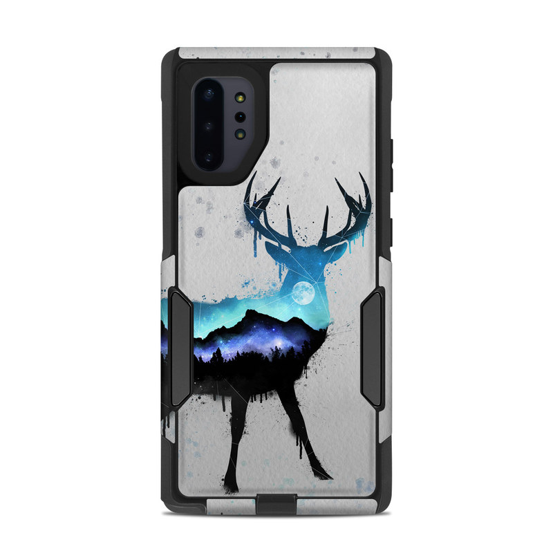 OtterBox Commuter Galaxy Note 10 Plus Case Skin design of Reindeer, Deer, Illustration, Watercolor paint, Art, Elk, Wildlife, Drawing, Paint, Graphics, with gray, black, blue, purple, white colors