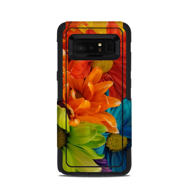 OtterBox Commuter Galaxy Note 8 Case Skin design of Flower, Petal, Orange, Cut flowers, Yellow, Plant, Bouquet, Floral design, Flowering plant, Gerbera, with red, green, black, blue colors