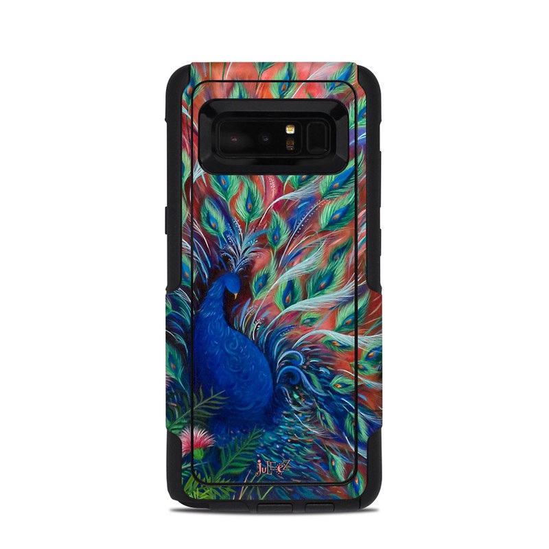 OtterBox Commuter Galaxy Note 8 Case Skin design of Painting, Acrylic paint, Bird, Child art, Art, Galliformes, Peafowl, Visual arts, Watercolor paint, Plant, with black, red, gray, blue, green colors