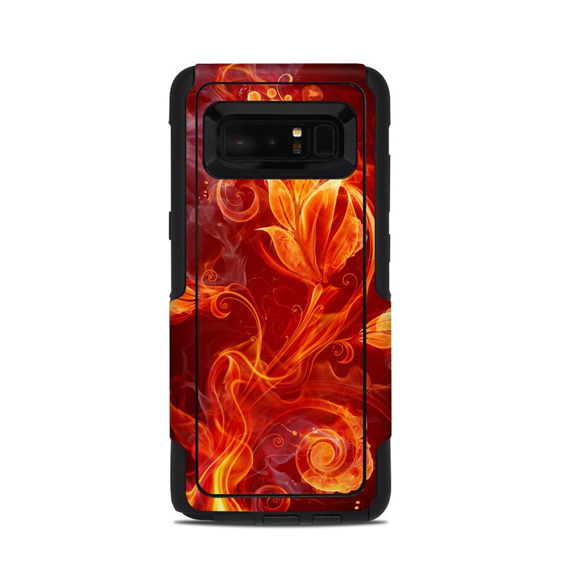 OtterBox Commuter Galaxy Note 8 Case Skin design of Flame, Fire, Heat, Red, Orange, Fractal art, Graphic design, Geological phenomenon, Design, Organism with black, red, orange colors