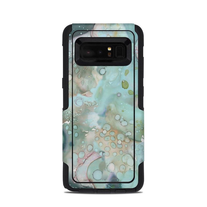 OtterBox Commuter Galaxy Note 8 Case Skin design of Aqua, Blue, Green, Watercolor paint, Pattern, Turquoise, Organism, Design, Art, Painting, with blue, green, pink colors