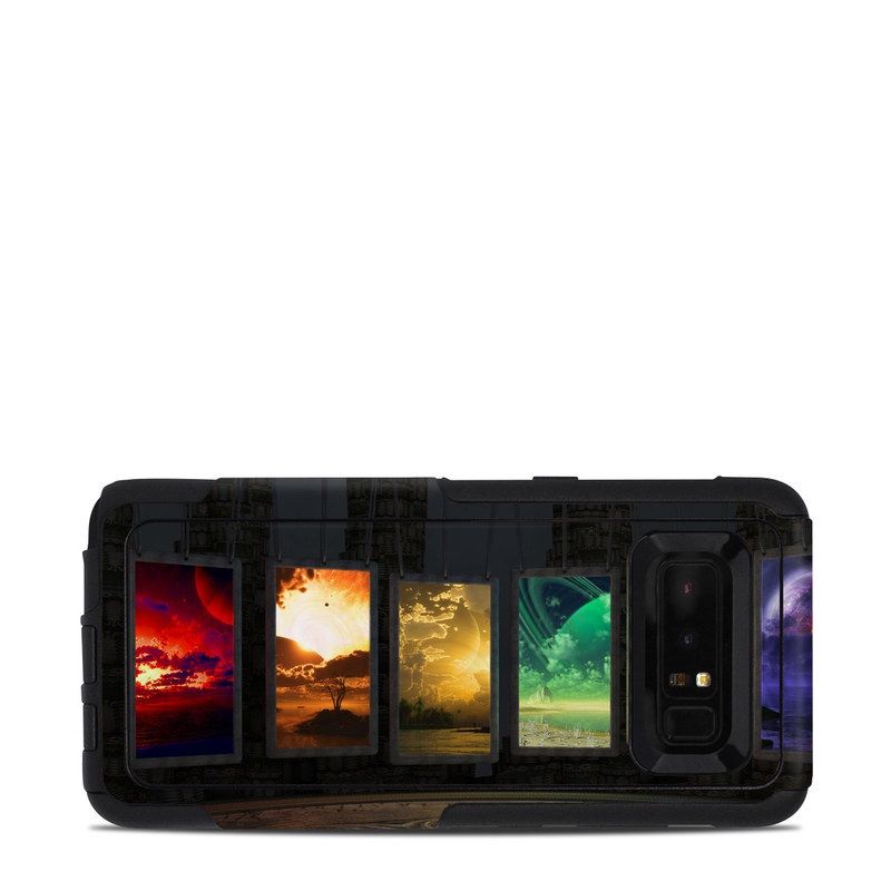 OtterBox Commuter Galaxy Note 8 Case Skin design of Light, Lighting, Water, Sky, Technology, Night, Art, Geological phenomenon, Electronic device, Glass with black, red, green, blue colors