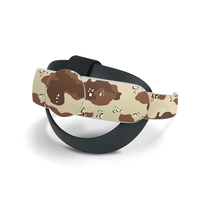Meta Quest 2 Elite Strap Skin design of Military camouflage, Brown, Pattern, Design, Camouflage, Textile, Beige, Illustration, Uniform, Metal, with gray, red, black, green colors