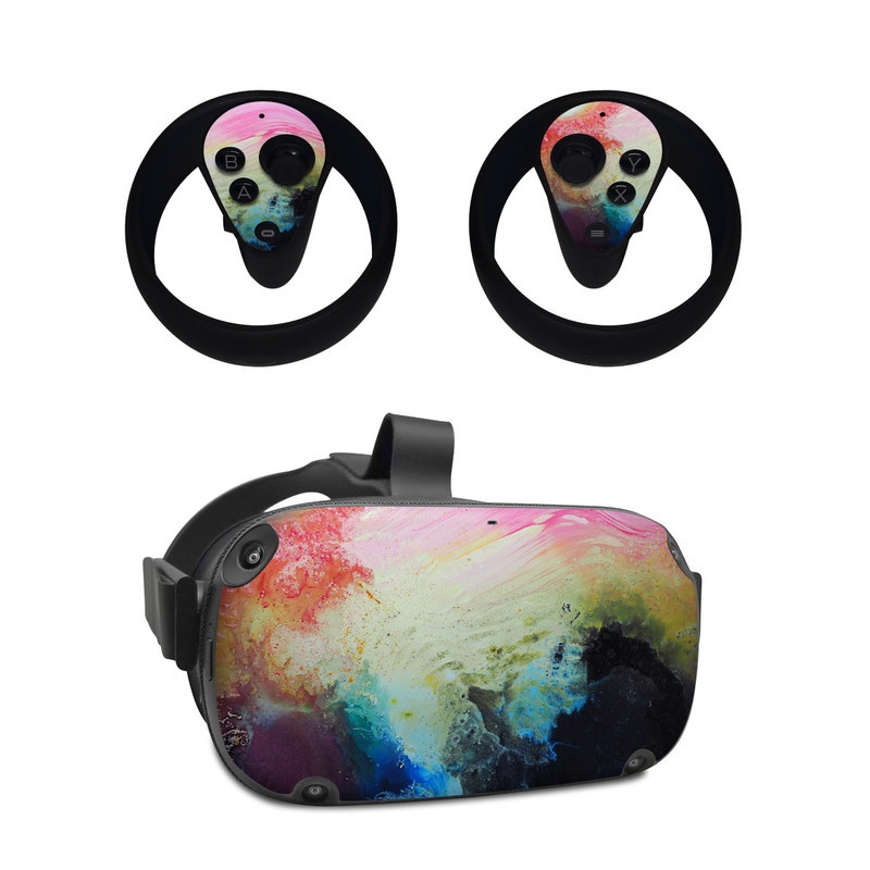 Oculus Quest Skin design of Painting, Modern art, Acrylic paint, Art, Pink, Watercolor paint, Visual arts, Paint, Artwork, Magenta, with pink, yellow, orange, blue, black, red colors