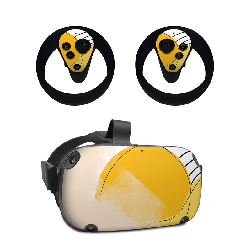 Oculus Quest Skin design of Yellow, Line, Illustration, Graphics, with white, black, brown, yellow colors