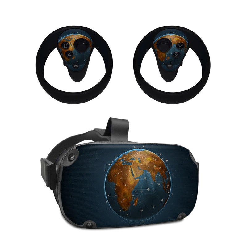 Oculus Quest Skin design of Planet, Earth, Astronomical object, World, Atmosphere, Globe, Space, Sky, Astronomy, Circle, with blue, yellow, brown colors