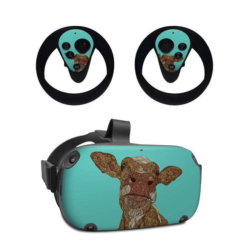 Oculus Quest Skin design of Head, Illustration, Art, Fictional character, with brown, green colors