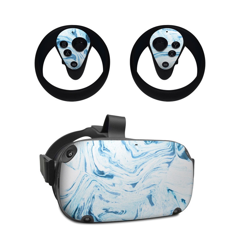 Oculus Quest Skin design of Water, Aqua, Wind wave, Drawing, Painting, Wave, Pattern, Art, with blue colors