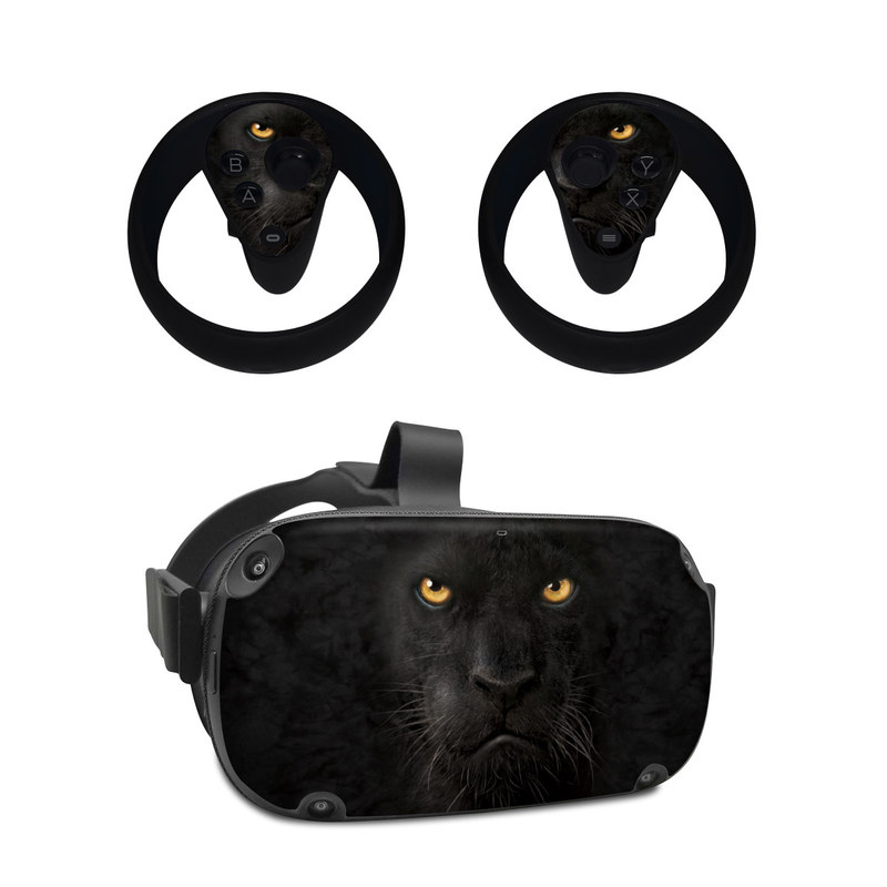 Oculus Quest Skin design of Mammal, Vertebrate, Cat, Felidae, Black cat, Small to medium-sized cats, Whiskers, Carnivore, Snout, Eye, with black, orange, yellow colors