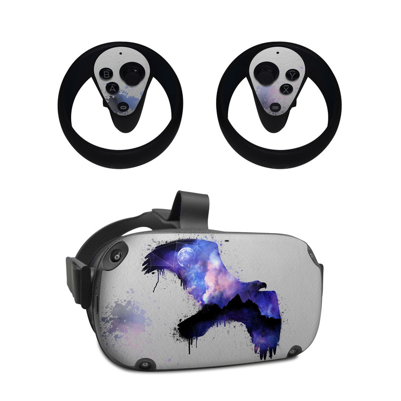 Oculus Quest Skin design of Blue, Watercolor paint, Purple, Water, Graphic design, Illustration, Art, Ink, Painting, Electric blue, with gray, white, blue, black, purple colors