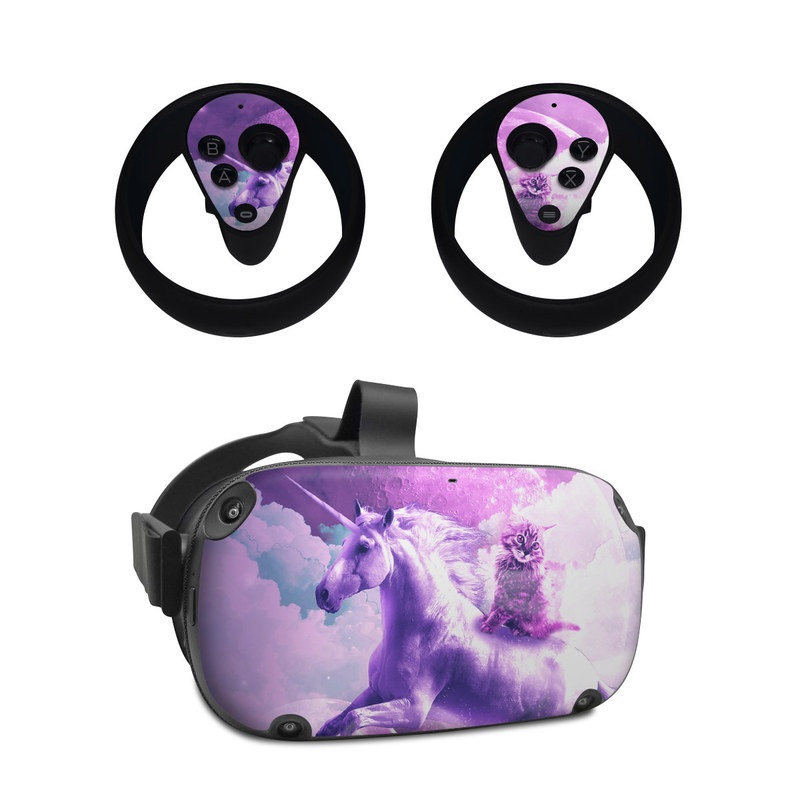 Oculus Quest Skin design of Unicorn, Purple, Fictional character, Mythical creature, Violet, Cg artwork, Illustration, Mythology, with white, purple, blue, gray, black colors