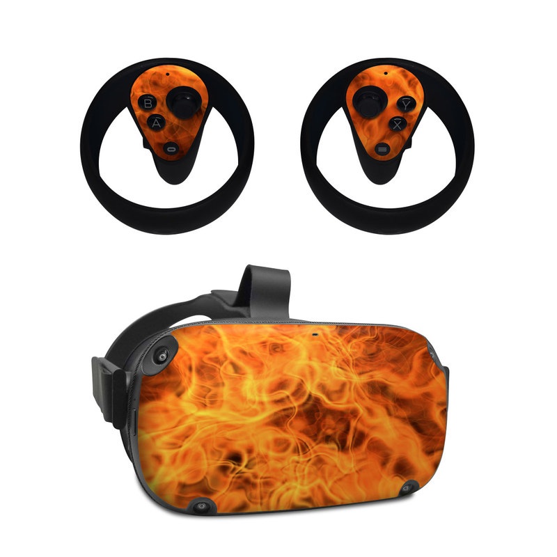 Oculus Quest Skin design of Flame, Fire, Heat, Orange, with red, orange, black colors