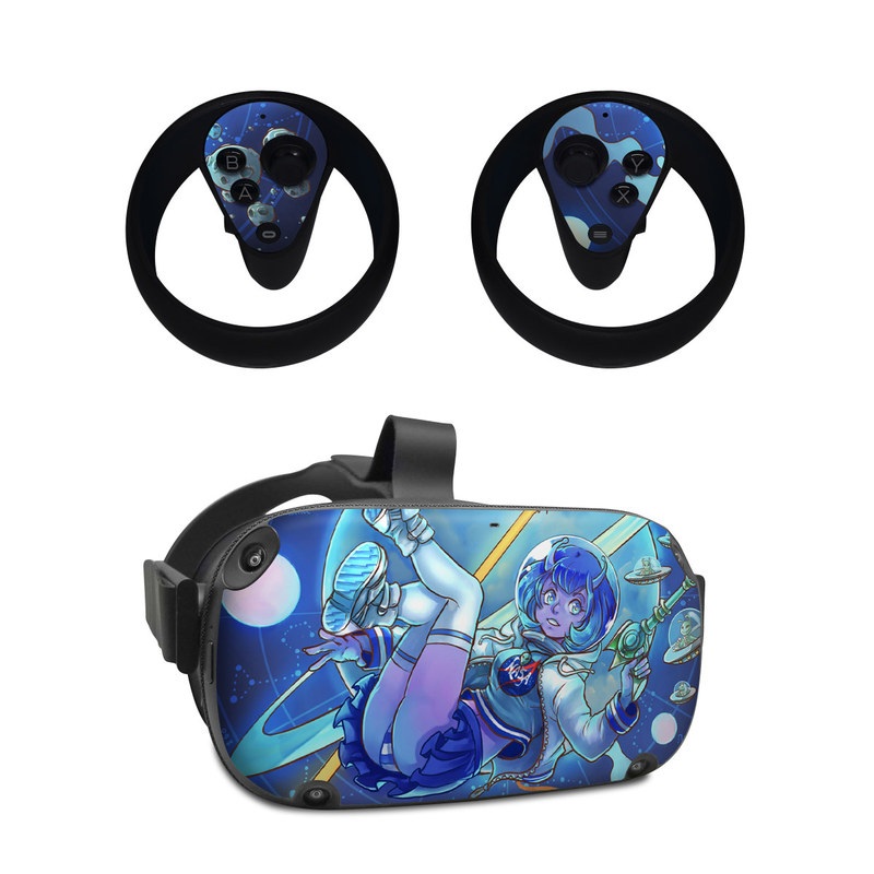 Oculus Quest Skin design of Cartoon, Illustration, Graphic design, Games, Space, Design, Anime, Art, Graphics, Fictional character, with blue, white, yellow, purple, green, red, orange, black colors