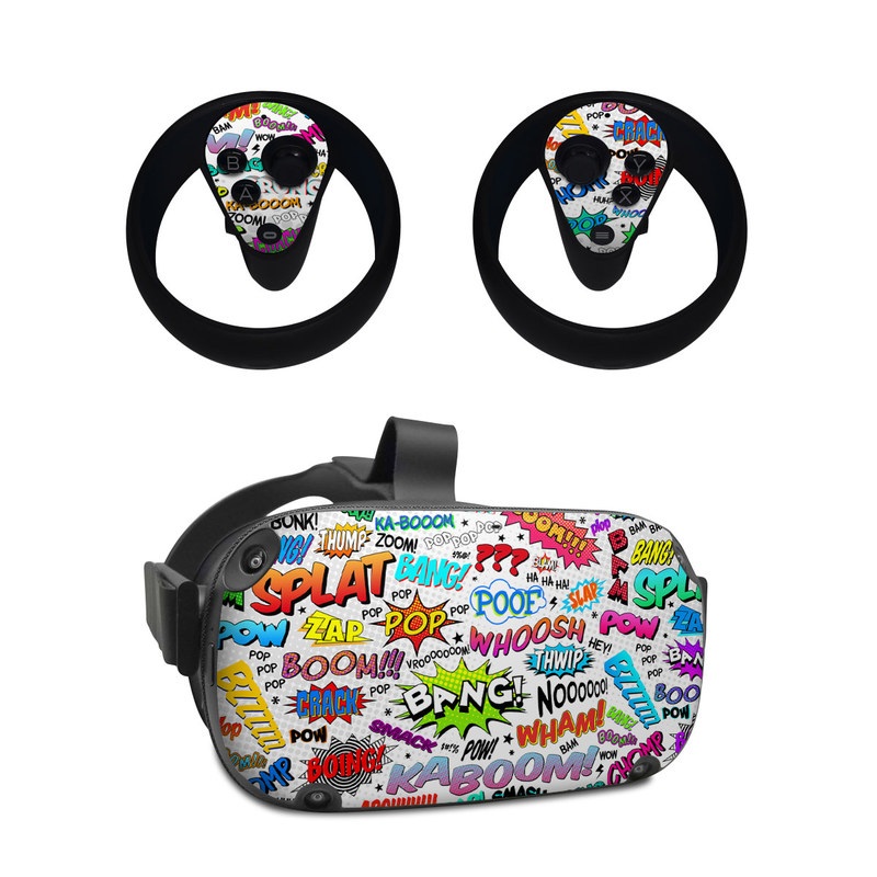 Oculus Quest Skin design of Text, Font, Line, Graphics, Art, Graphic design, with gray, white, red, blue, black colors