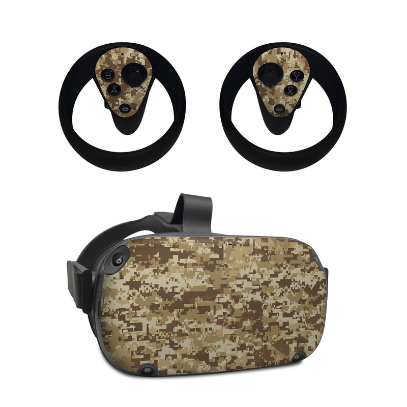 Oculus Quest Skin design of Military camouflage, Brown, Pattern, Camouflage, Wall, Beige, Design, Textile, Uniform, Flooring, with brown colors