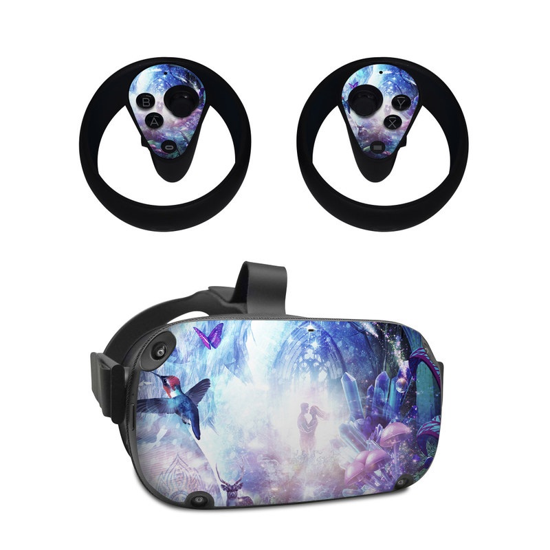 Oculus Quest Skin design of Man, Woman, Fictional Character, Mythology, Bird, Wing, Mythical Creature, Deer, Tiger, Mushrooms, Butterfly, with white, blue, green, red, yellow, black, purple, gray colors