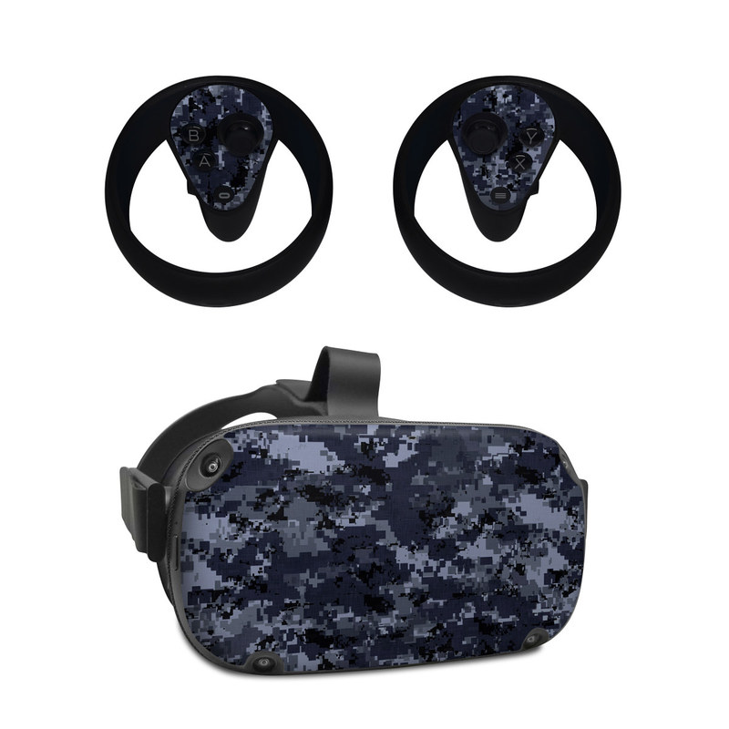 Oculus Quest Skin design of Military camouflage, Black, Pattern, Blue, Camouflage, Design, Uniform, Textile, Black-and-white, Space, with black, gray, blue colors