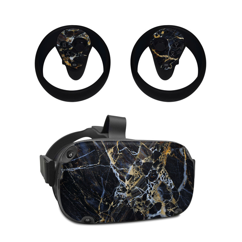 Oculus Quest Skin design of Black, Yellow, Rock, Brown, Marble, Water, Close-up, Granite, Pattern, Geology, with black, white, orange, gray, yellow colors