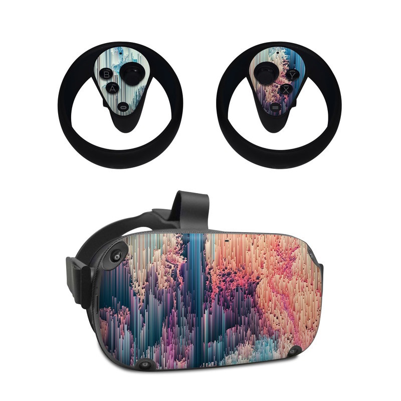 Oculus Quest Skin design of Blue, Pink, Sky, Turquoise, Design, Rock, Textile, Photography, Cloud, Winter, with white, blue, purple, pink, red colors