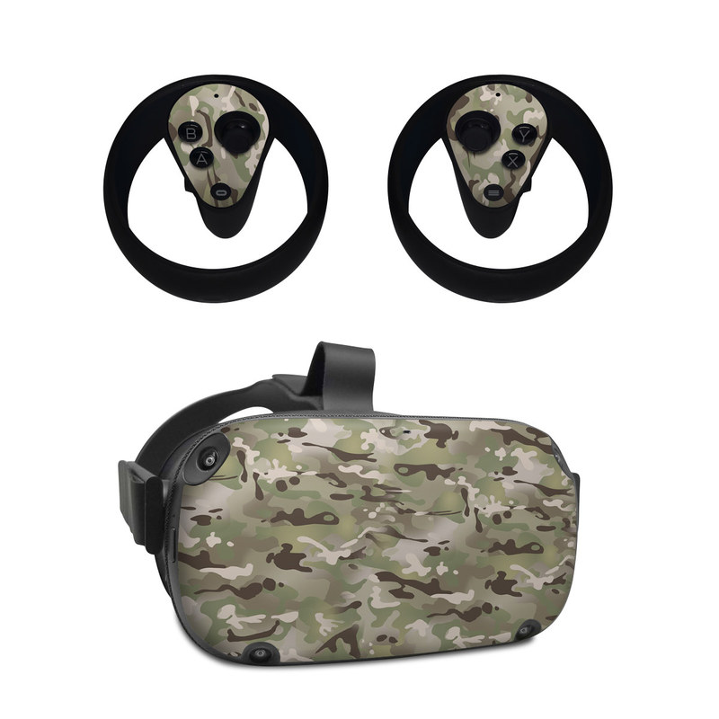 Oculus Quest Skin design of Military camouflage, Camouflage, Pattern, Clothing, Uniform, Design, Military uniform, Bed sheet, with gray, green, black, red colors
