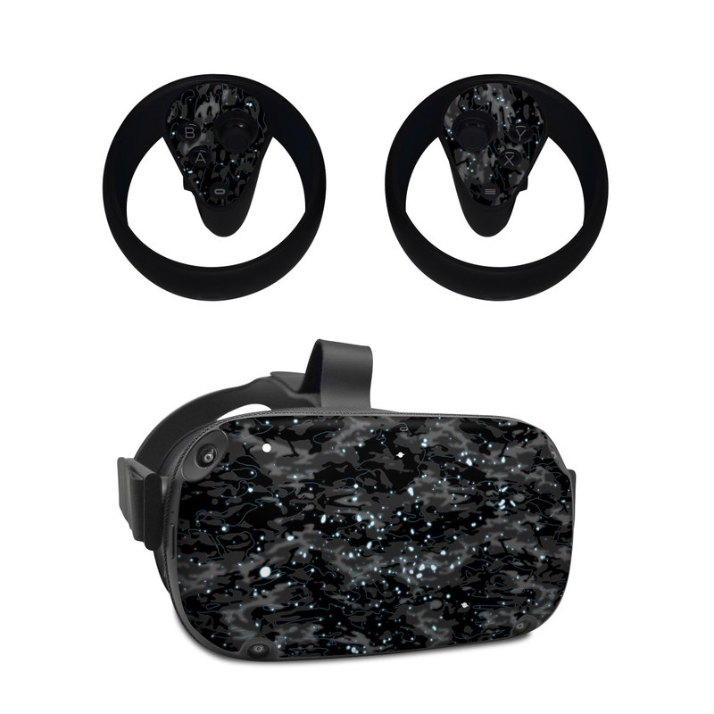 Oculus Quest Skin design of Black, Water, Space, Black-and-white, Granite, with blue, white, gray, blue colors