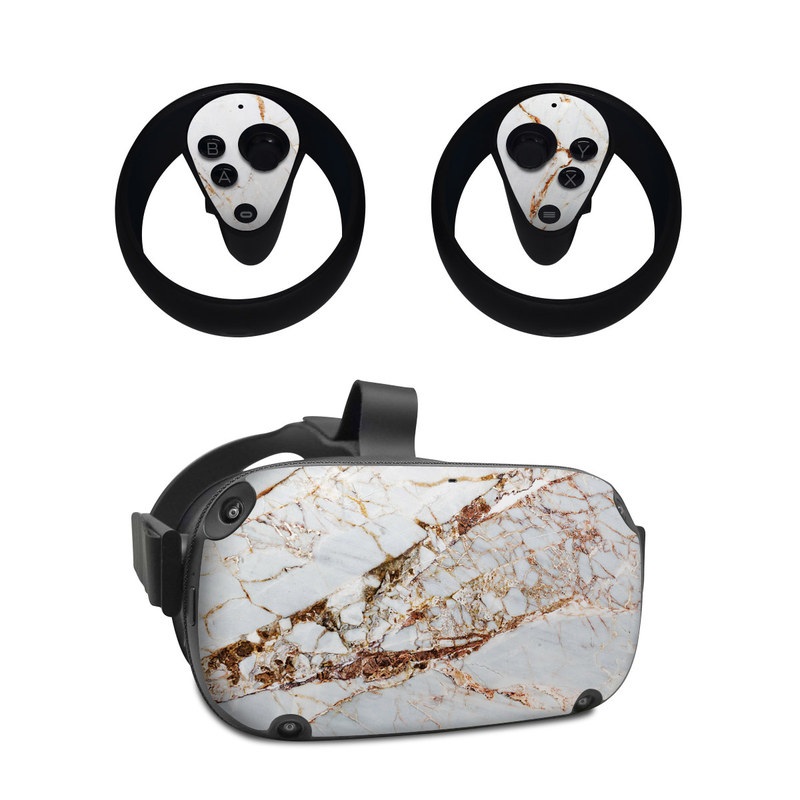 Oculus Quest Skin design of White, Branch, Twig, Beige, Marble, Plant, Tile, with white, gray, yellow colors