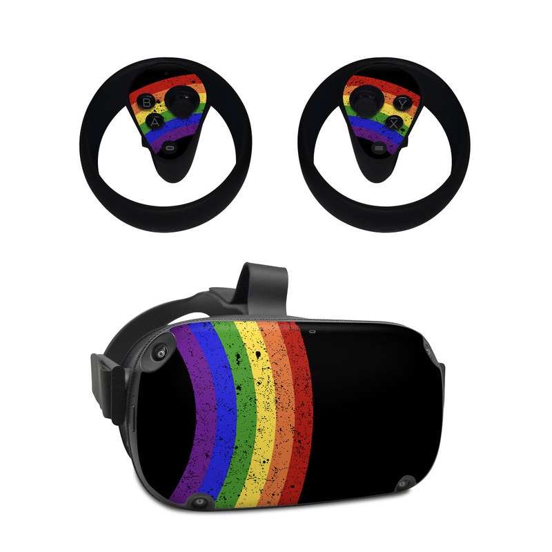 Oculus Quest Skin design of Colorfulness, Circle, Graphics, Art, with black, blue, purple, green, yellow, orange, red colors