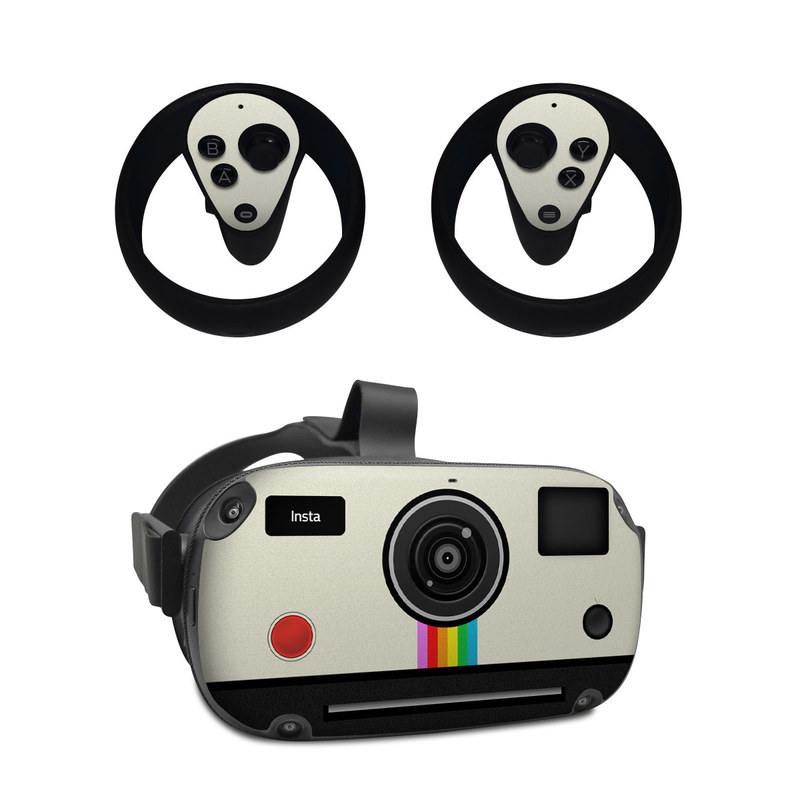 Oculus Quest Skin design of Cameras & optics, Camera, Technology, Circle, Electronic device, Electronics, Colorfulness, with gray, black, red colors