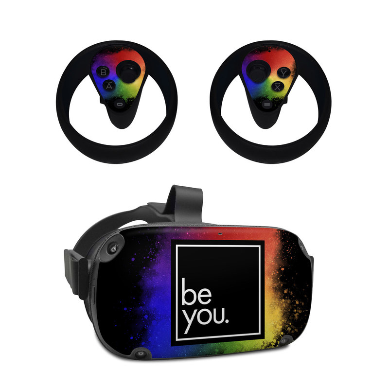 Oculus Quest Skin design of Text, Font, Sky, Graphic design, Line, Illustration, Logo, Graphics, Night, Space, with black, white, blue, purple, green, yellow, orange, red colors