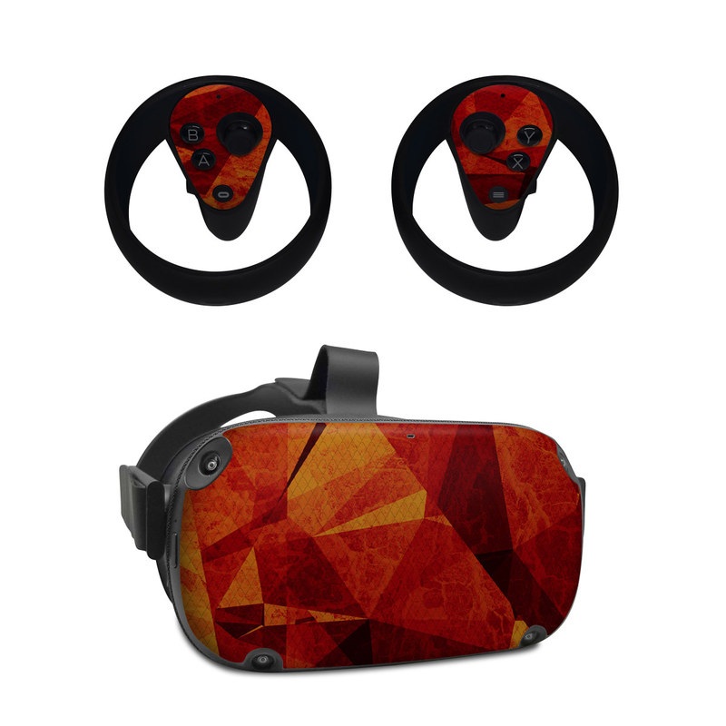 Oculus Quest Skin design of Orange, Red, Yellow, Triangle, Pattern, Amber, Design, Art, Visual arts, Modern art, with black, orange, yellow colors