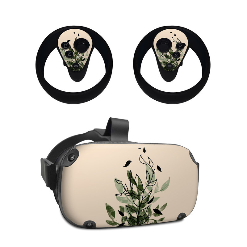 Oculus Quest Skin design of Leaf, Plant, Botany, Branch, Flower, Plant Stem, Pedicel, Twig, Illustration, with green, black, brown colors