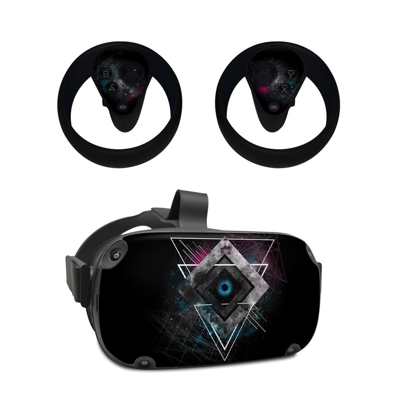 Oculus Quest Skin design of Graphic design, Design, Pattern, Graphics, Illustration, Font, Circle, Triangle, Fractal art, Logo, with black, gray colors