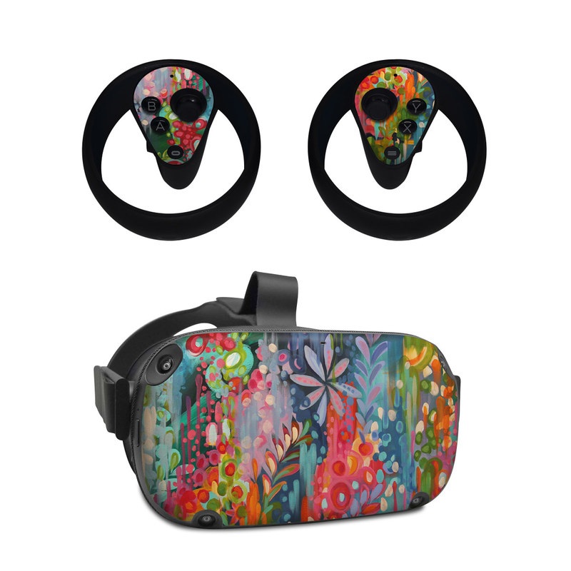 Oculus Quest Skin design of Painting, Modern art, Acrylic paint, Art, Visual arts, Watercolor paint, Child art, Flower, Plant, Tree, with blue, red, orange, purple, yellow, pink, green colors